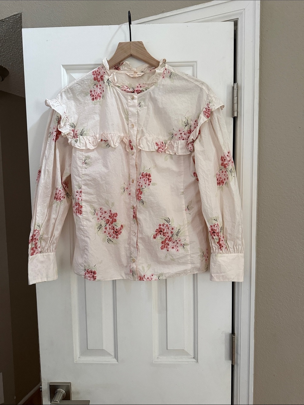 Rebecca Taylor Maia Long Sleeve Floral Ruffled Victorian Button Down Up Blouse 6